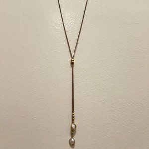Lucky Brand Gold and Mother of Pearl Drop Necklace